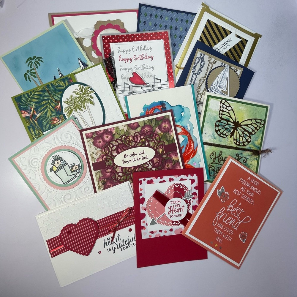 BONUS 14 Handmade Variety Pack Greeting Stampin Up! Cards! NEW